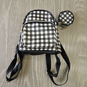Claire’s Mini Black And White Checkered Backpack